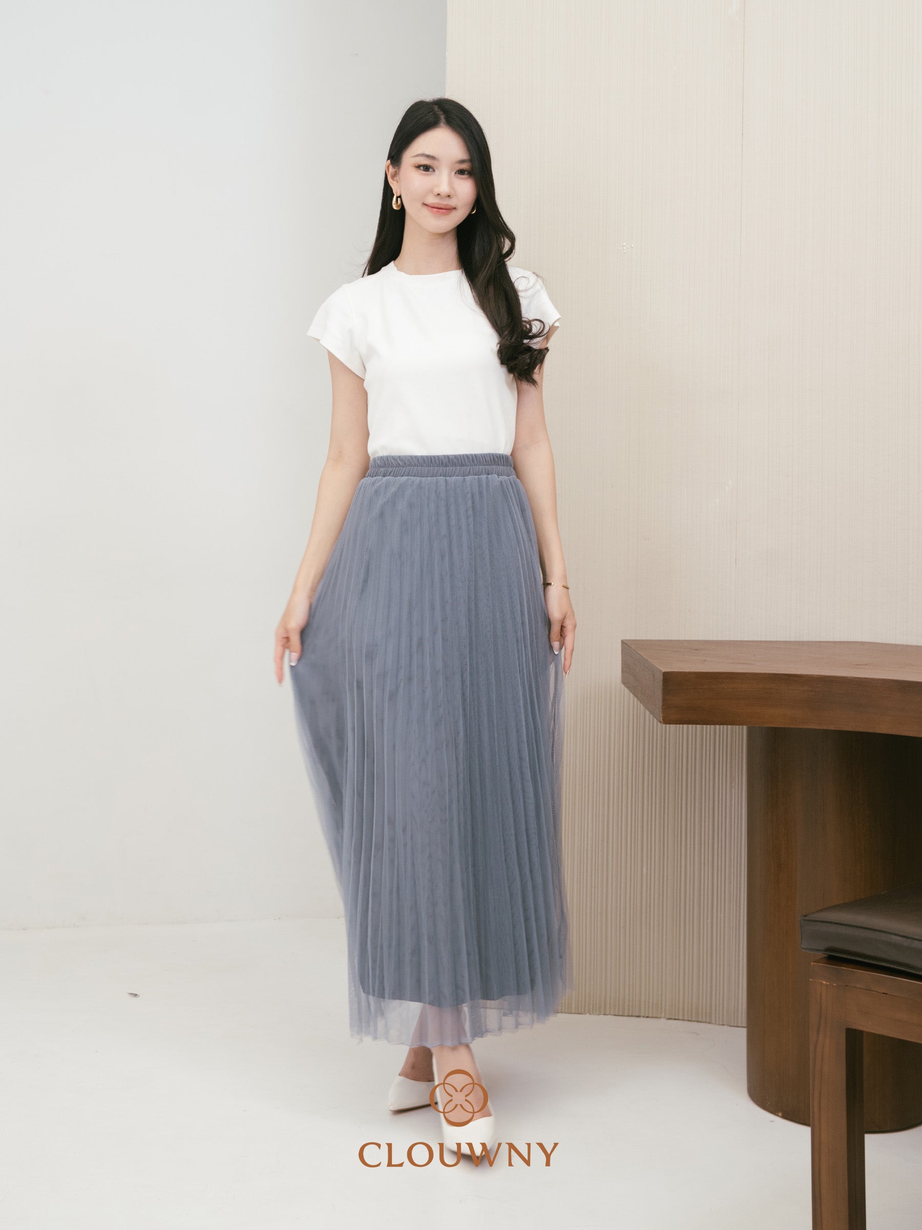 Onyva Tutu Pleats Skirt - Dark Grey